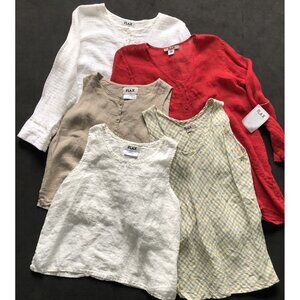 FLAX 100% Linen Tops Womens Size Medium Tank Tops Button Ups Lot OF 5 Casual